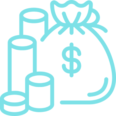 Icon of money bag and coins symbolizing wealth or savings.