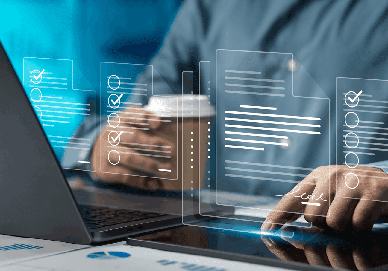 Person using virtual touch interface